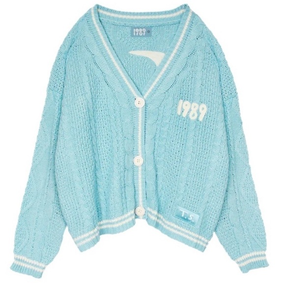 Taylor Swift 1989 Taylor’s Version Blue Cable Knit Seagull Cardigan NEW Size M/L - Picture 1 of 13